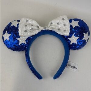 DISNEY Parks Blue & White Sequin Minnie Ears